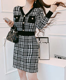 ミニドレス  着痩せ 新作 千鳥柄 高級 YT2-MLS4976