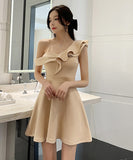 ミニドレス 新作 淑やか 着痩せ 背露出 YT2-YM8731