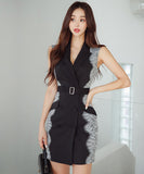 ミニドレス  新作  着痩せ  高見え レース YT2-ZED880978E