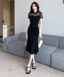 膝丈ドレス 新作 着痩せ  セクシー かわいい YT2-LQE9557HF350