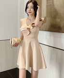 ミニドレス 新作 淑やか 着痩せ 背露出 YT2-YM8731