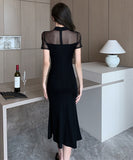 膝丈ドレス 新作 着痩せ  セクシー かわいい YT2-LQE9557HF350