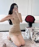 膝丈ドレス 新作 ピカピカ セクシー 背露出 YT2-LQE5374H449