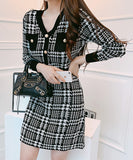 ミニドレス  着痩せ 新作 千鳥柄 高級 YT2-MLS4976