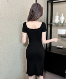 膝丈ドレス 新作 着痩せ 高見え セクシー YT2-MLS446