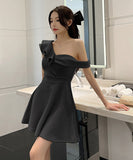 ミニドレス 新作 淑やか 着痩せ 背露出 YT2-YM8731