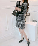 ミニドレス  着痩せ 新作 千鳥柄 高級 YT2-MLS4976