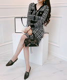 ミニドレス  着痩せ 新作 千鳥柄 高級 YT2-MLS4976