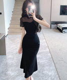 膝丈ドレス 新作 着痩せ  セクシー かわいい YT2-LQE9557HF350