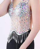 ロングドレス  透明感 Vネック キラキラ 新作 セクシー YT2-HX133