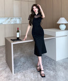 膝丈ドレス 新作 着痩せ  セクシー かわいい YT2-LQE9557HF350