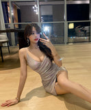 ミニドレス セクシー 高見え 背露出  ピカピカ YT2-MLS5501