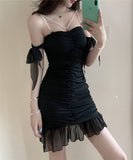 【2色】ミニドレス キャバドレスセクシー 背露出 着痩せ YT2-LQE6220H427