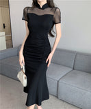 膝丈ドレス 新作 着痩せ  セクシー かわいい YT2-LQE9557HF350