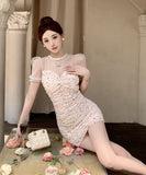 ミニドレス キャバドレス かわいい 花柄 チュール ロマンチック おしゃれ 背露出 YH2-ZED886259DXH348A