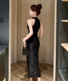 膝丈ドレス キャバドレス チャイナドレス 気質 着痩せ セクシー YH2-ZED885380DXH238B