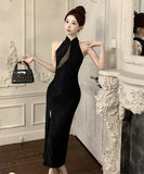 膝丈ドレス キャバドレス チャイナドレス 気質 着痩せ セクシー YH2-ZED885380DXH238B