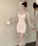 ミニドレス キャバドレス かわいい 花柄 チュール ロマンチック おしゃれ 背露出 YH2-ZED886259DXH348A