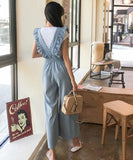 【2色】ワイドパンツ おしゃれ 着痩せ 通勤 かわいい フリル XH2-YF1148