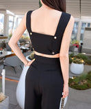 【2色】ワイドパンツ 新作 かわいい ゴージャス おしゃれ Vネック セクシー XH2-ZED880578E