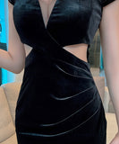 【2色】ロングドレス ナイトドレス 宴会 エレガント 谷間見せ セクシー スリート キャバクラ 指名 気質 XH2-DD5377