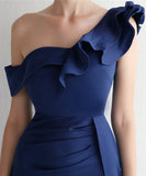 【6色】ロングドレス ナイトドレス 宴会 ワンショルダー フリル 演奏会 誕生日 XH2-YEY19559#