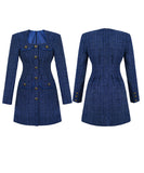 ミニドレス 手作り 秋新作 セレブ風 ツイード 小顔効果 スクエアネック エレガント XH2-JY20784