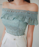 キャバドレス 膝丈ドレス エレガント 気質 オフショルダー フリル レース XH2-ZED880945E