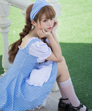 【 コスプレ3点セット]】フリル ギンガム チェック プチプラ メイドXH2-FSM004