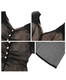 【手作り】ロングドレス 高品質 レース パフスリーブ Vネック 谷間魅せ 宴会 XH2-JY20571