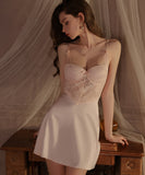 【2点セット】7色 パジャマ セクシー ルームウェア レース 谷間魅力 YH8-GR4473