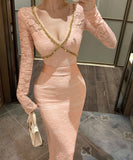 【2色】ロングドレス レース 谷間魅せ キラキラ エレガント セレブ風 キャバドレス XH2-ZED885576DXH238B