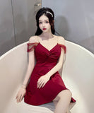 【4色】ミニドレス セクシー キャバドレス Aライン 谷間魅せ 指名 ナイトクラブ XH2-DD4460