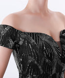 【4色】ロングドレス キラキラ パーティードレス オフショルダー お姫様 誕生日 演奏会 宴会 XH2-YEY1371#