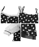 手作り 膝丈ドレス 水玉柄 オフショルダー フリル エレガント 気質 宴会 XH2‐JY50225