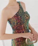 【8色】ロングドレス 高品質 キラキラ ナイトドレス 宴会 ワンショルダー 演奏会 XH2-YEY18891#