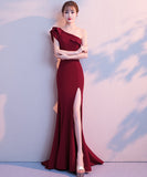 【8色】ロングドレスワンーショルダーマーメイド宴会演奏会ナイトドレスセクシーエレガントXH2-YEY16023#