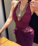 【2色】ロングドレス Vネック 谷間見せ マーメイド 女子力 キラキラ レース 肌見せ セクシー XH2-MXX5983