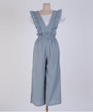 【2色】ワイドパンツ おしゃれ 着痩せ 通勤 かわいい フリル XH2-YF1148