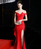 【5色】ロングドレス 高品質 ナイトドレス 宴会 オフショルダー 演奏会 XH2-YEY16655#