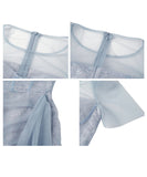 【オレンジ＆ブルー】【手作り】膝丈ドレス エレガント 気質 チュール ユニーク XH2-JY20601