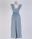 【2色】ワイドパンツ おしゃれ 着痩せ 通勤 かわいい フリル XH2-YF1148