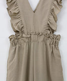 【2色】ワイドパンツ おしゃれ 着痩せ 通勤 かわいい フリル XH2-YF1148