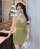 【3色】ミニドレス キャバドレス キャミワンピ セクシー 谷間見せ 指名 ナイトクラブ パーティー XH2-DD5063