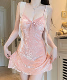 【3色】セクシー ルームウェア スウィート ベルベット キャミソール ナイトウェア  KS8-GR5937