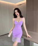 【5色】minidress キャバドレス 谷間見せ party カワセクシー フリル XH2-DD6161