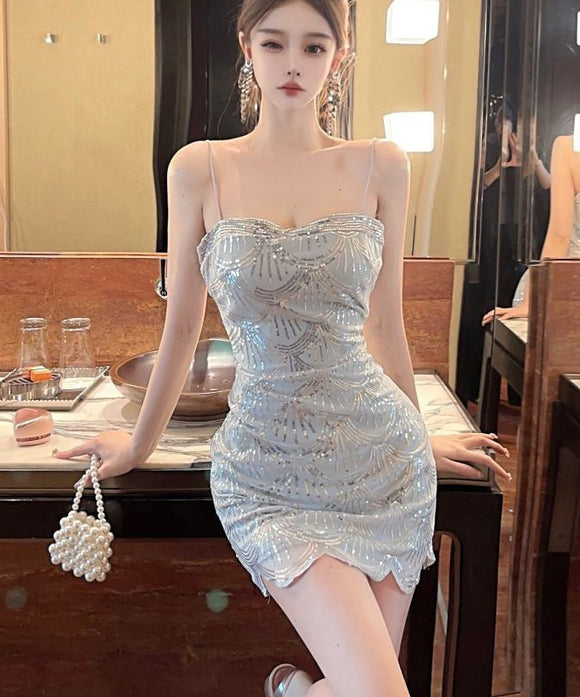 ミニドレス キラキラ キャバドレス セクシー ナイトクラブ party 指名 XH2-DD5940