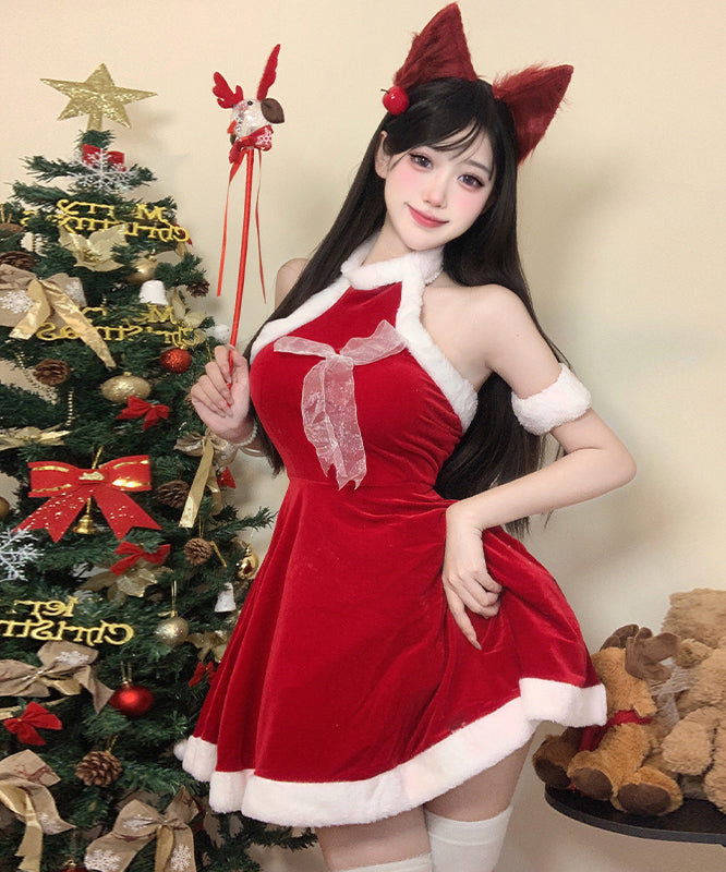 【3点セット】クリスマ 大人可愛い セクシー サンタ服 コスプレ レース リボン XH2-DML62