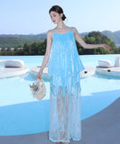 ロングドレス サンドレス キャミワンピ セクシー レース カワセクシー SNS話題 旅行 おしゃれ XH2-CD6-157-32140700