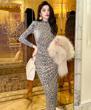 【手作り】ロングドレス 高品質 レオパード柄 セクシー お洒落 チュール XH2-JY30579